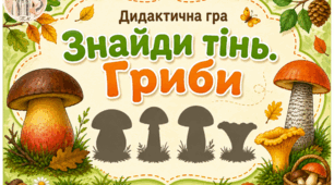 Дидактична гра «Знайди тінь. Гриби»