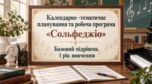 Календарно -тематичне планування та робоча програма "Сольфеджіо". Базовий підрівень . 1 рік вивчення.
