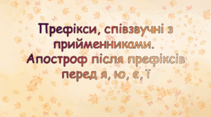 Префікси, співзвучні з прийменниками. Апостроф після префіксів перед я, ю, є, ї