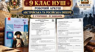 Австрійська та Російська імперії — двосторонній робочий аркуш із всесвітньої історії, 9 клас НУШ за підручником Гісема