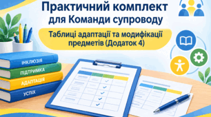 Практичний комплект для Команди супроводу - Заповнені таблиці адаптації та модифікації предметів (Додаток 4)