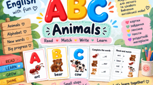 Літери ABC. Animals. Тварини