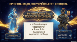 Презентація до Дня українського козацтва(1 жовтня): «Вартові Свободи: Під Покровом Богородиці»(PDF + PPTX)+ робочий аркуш та посвідчення вартового свободи
