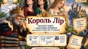 Балада "Король Лір". Інтелект -карта до твору для нормотипових дітей + адаптовані матеріали для дітей з ООП (3-4 рівень))