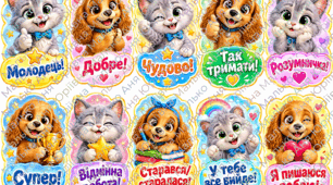 🐱🐶 НАЛІПКИ ДЛЯ ПЕРШОКЛАСНИКІВ  ⭐