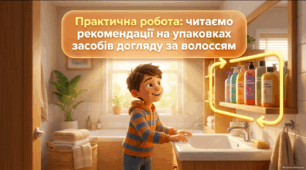 Практична робота: читання рекомендацій на упаковках засобів догляду за волоссям — навчальна презентація з соціально-побутового орієнтування для учнів 5 класу