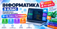  Інформатика, 9 клас: модифіковані програми для II–V рівнів підтримки