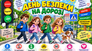 Постер ❤️💛💚 "14 вересня - День безпеки на дорозі"