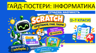 Шпаргалка від InfoТорби | Комплект гайд-постерів «SCRATCH: ПРОГРАМУЙ, ГРАЙ, ТВОРИ!» (10 пл.)