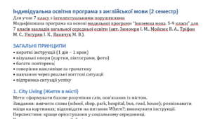 Індивідуальна програма для дитини з ООП з англійської мови + календарне планування (2 семестр)
