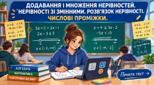 СР №2. Почленне додавання і множення нерівностей. Нерівності зі змінними. Розв’язок нерівності. Числові проміжки.