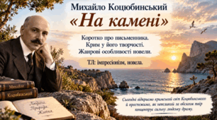 ПРЕЗЕНТАЦІЯ. 9 клас. М.Коцюбинський. "На камені". Коротко про письменника. Крим у його творчості. Жанрові особливості новели. + пакет матеріалів