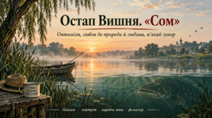 Презентація «Остап Вишня. “Сом”. Оптимізм, любов до природи й людини, м’який гумор. Пейзаж, портрет, народна мова, прислів’я та приказки» — 11 клас, рівень стандарту, за підручником Олександра Авраменка