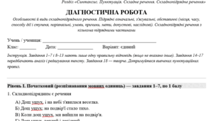Підсумкова тематична робота Розділ «Синтаксис. Пунктуація. Складне речення. Складнопідрядне речення»