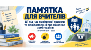 Пам’ятка для педагогічних працівників: алгоритм дій під час повітряної тривоги та повідомлення про можливе замінування (2026)