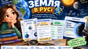 "Які рухи здійснює наша планета" презентація, робочий аркуш, картки з завданнями