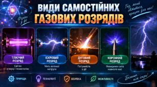 Види самостійних газових розрядів. ФІЗИКИ  9 КЛАС  Бар’яхтар В. Г., Божинова Ф. Я., Довгий С. О.