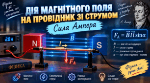 Дія магнітного поля на провідник зі струмом. Сила Ампера. ФІЗИКИ  9 КЛАС  Бар’яхтар В. Г., Божинова Ф. Я., Довгий С. О.