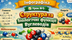 Інфографіка 📝Урок №5 Структура та біологічні функції вуглеводів. 9 кл НУШ Тагліна
