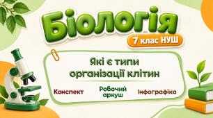 Які є типи організації клітин. Конспект уроку+робочий аркуш+інфографіка. Біологія 7 клас НУШ