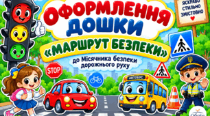 Безпека дорожнього руху. Оформлення дошки «Маршрут безпеки» до Місячника безпеки дорожнього руху.