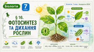 Фотосинтез та дихання рослин. Презентація, інфографіка, робочий аркуш