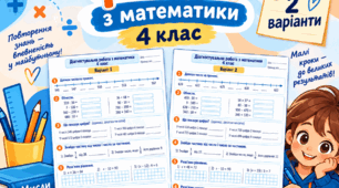 Діагностувальна робота з математики для 4 класу «Повторення вивченого у 3 класі» у 2 варіантах