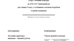 Індивідуальна програма розвитку з фізичної культури для 9 класу 3 год/тижд(ООП, 4 рівень підтримки) Адаптація