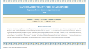 Календарно-тематичний план з Основ Медіаграмотності для учнів 7 класу 70 годин