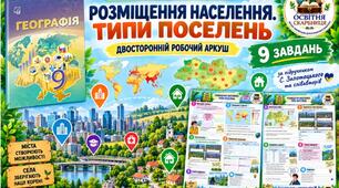 Розміщення населення. Типи поселень — робочий аркуш із географії, 9 клас НУШ за підручником Запотоцького та співавторів