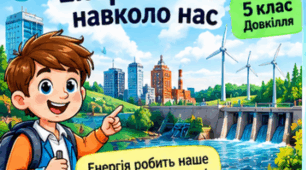 Способи генерації енергії: атомна, теплова, гідро-, вітро-, тощо. Поняття про відновлювані джерела енергії. Ознайомлення з електростанціями України. 5 клас. Довкілля.