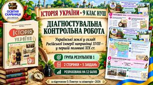 Діагностувальна контрольна робота з історії України. Група результатів 1 — 9 клас НУШ за підручником Пометун