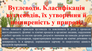 Природничі науки. 11 клас. Презентація до уроку: Вуглеводи. Класифікація вуглеводів, їх утворення й поширеність у природі.