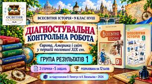 Діагностувальна контрольна робота «Європа, Америка і світ у першій половині XIX ст.». ГР1 — 9 клас НУШ за підручниками Пометун і Васильківа