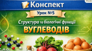 Конспект 📝Урок № 5 Структура та біологічні функції вуглеводів. 9 кл НУШ Тагліна