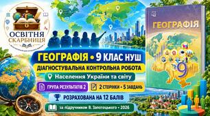 Діагностувальна контрольна робота «Населення України та світу». ГР2 — географія, 9 клас НУШ за підручником В. Запотоцького