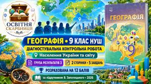 Діагностувальна контрольна робота «Населення України та світу». ГР3 — географія, 9 клас НУШ за підручником В. Запотоцького