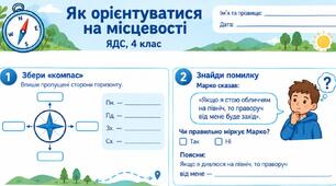 «Як орієнтуватися на місцевості» ЯДС 4 клас (за підручником Т.Гілберг)