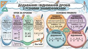 Додавання і віднімання дробів з різними знаменниками