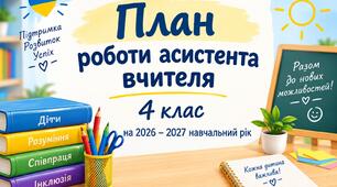 Річний план асистента вчителя на 2026-2027 н.р. Клас: 4