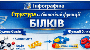 Інфографіка 📝Структура та біологічні функції білків. 9 кл НУШ Тагліна