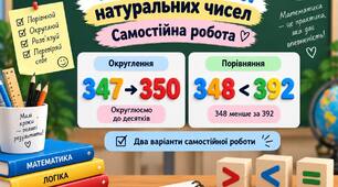 УРОК. Округлення та порівняння натуральних чисел. Самостійна робота