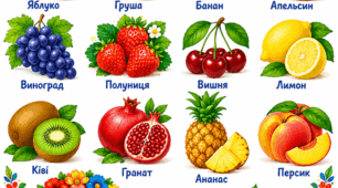 Яскравий навчально-розвивальний постер «Фрукти»