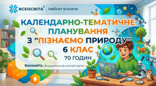 Календарно-тематичне планування з предмета «Пізнаємо природу» (6 клас, 70 годин) за підручником Т. Коршевнюк