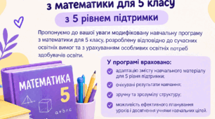 Модифікована навчальна програма з математики для 5 класу з 5 рівнем підтримки