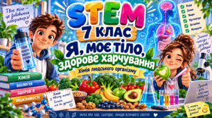 STEM 7 клас. Я, моє тіло, здорове харчування. Хімія людського організму+бонус гра