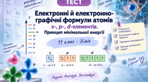 Електронні й електронно-графічні формули атомів s-, p-, d-елементів. Принцип мінімальної енергії 11 клас хімія