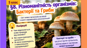 Різноманітність організмів: Бактерії та Гриби. 5 клас. Довкілля.