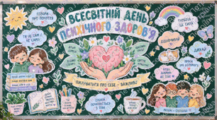 Всесвітній день психічного здоров’я — оформлення дошки та стенду | 10 жовтня | Турбота про себе | PDF + PNG
