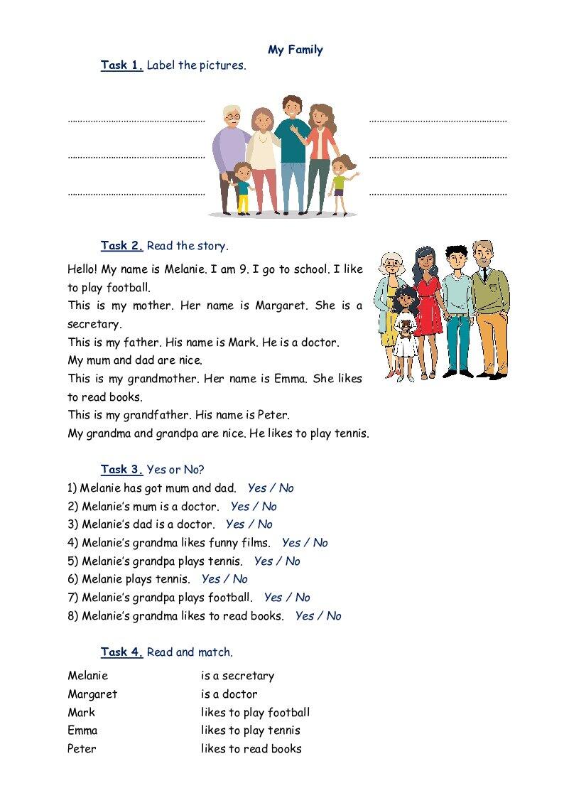 Завдання за темою "My Family" (Beginners) | Інші матеріали. Англійська мова